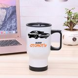 Çılgıntrend Firmalara Özel Kulplu Logolu Çelik Bardak Termos - 450MLT - Beyaz - 400 ml