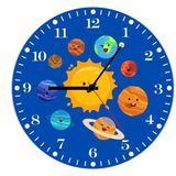 Çılgıntrend Güneş Sistemi Çocuk Odası Metal Duvar Saati 29x29 cm - Eğitici Gezegenler Sessiz Akar Mekanizma
