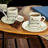 Çılgıntrend Isme Özel Babalı Kızlı Kahve Fincan Seti - 100 ml - Beyaz