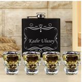 çılgıntrend Kişiye Özel Cep Matarası ve 4'lü Kuru Kafa Shot Bardak Seti