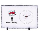 Çılgıntrend Kişiye Özel Dikdörtgen Doğal Taş Masa Saati 25x38 cm – İsim Baskılı Dekoratif Saat