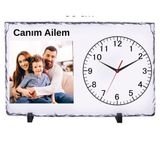Çılgıntrend Kişiye Özel Fotoğraflı Doğal Taş Masa Saati 25x38 cm – Aile Temalı Dekoratif Saat