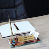 Çılgıntrend Kişiye Özel Itfaiye Logolu Kristal Masa Isimliği - Saatli Kalemli Lüks Itfaiyeci Hediyesi - Çok Renkli - standart - masa üstü isimlik