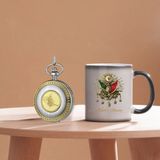 Çılgıntrend Kişiye Özel Osmanlı Tuğra tasarımlı Kupa Bardak ve Retro Köstekli Cep Saati Hediye Seti
