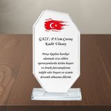 Çılgıntrend Kişiye Özel Türk Bayraklı Askeri Kristal Cam Plaket - Gazilik, Tayin ve Üstün Başarı Ödülü - Gümüş - standart
