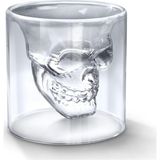 Çılgıntrend Kuru Kafa Çift Cidarlı Şeffaf Cam Bardak 150 ml 2 Li Kurukafa Cidar Bardak