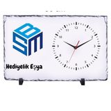 Çılgıntrend Kurumsal Logolu Dikdörtgen Doğal Taş Masa Saati 25x38 cm – Firmalara Özel Promosyon Saat