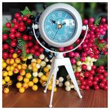 çılgıntrend Masa Saati Retro Tripod Saat Oturma Odası Ferforje Saat Beyaz