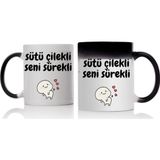 Çılgıntrend Sütü Çilekli Seni Sürekli Tasarımlı Kupa Bardak