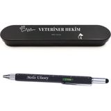 Çılgıntrend Veteriner İçin Kişiye Özel Hediye Seti - Su Terazili, Cetvelli Teknik Kalem ve Şık Metal Kutulu