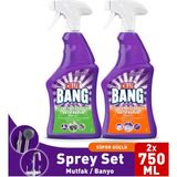 Cillit Bang 750 ml Mutfak ve Banyo Sprey Seti %100 Yağ ve Kireç Çözücü Aktif Köpük