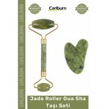 Cilt Bakımı Yeşim Taşı Yüz Masajı Sıkılaştırma Doğal Gençleştirici Jade Roller Gua Sha Taşı Seti