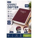 Ciltli Çizgili Defter 400 Yaprak 20X28cm 1 Adet Çok Yapraklı Sert Kapaklı Not Hesap Defteri Okul Ofis Büro