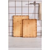 Çim 2'li Bambu Kesme Tahtası, 28/33 cm Set, Şık ve Dayanıklı Mutfak Ürünü - Ahşap - Ceviz - Seçenek 1