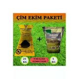 Çim Tohumu Gübreli Ekim Paketi 75 M2 Alan İçin 4 Mevsim Yeşil Basmaya Dayanıklı