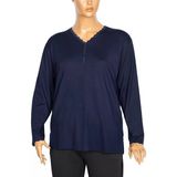 Cimariva Kadın Sıla Büyük Beden V Yaka Dantelli Lacivert Bluz