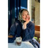 Çimen Yeşili Ebruli Desen Twill İpek Eşarp