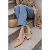 CİMİLİ SHOES Acı Kahve Kadın Sivri Burun Bağcıklı Babet Günlük Ortopedik Tabanlı Ayakkabı