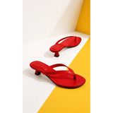 CİMİLİ SHOES Kadın Kırmızı Rengi Parmak Arası Topuklu Terlik Ortopedik Kadın Sandalet