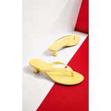 CİMİLİ SHOES Kadın Limon Sarısı Rengi Parmak Arası Topuklu Terlik Ortopedik Kadın Sandalet