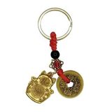 Çin Feng Shui Şans Ve Bereket Parası Maneki Neko Metal Anahtarlık