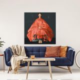 Çin Prensesi Yağlı Boya Dokulu Tablo 100X100 Gümüş Çerçeveli