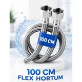 Cina Max 100 cm Paslanmaz Çelik Örgülü Flex Hortum 3/8'x3/8' - Klozet ve Taharet Musluğu Için Dayanıklı Bağlantı Hortumu