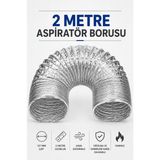 Cina Max 127 mm 2 Metre Alüminyum Esnek Aspiratör Borusu Hava Kanalı Davlumbaz Baca Hortumu
