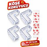 Cina Max 4 Adet Şeffaf Köşe Koruyucu Bebek Çocuk Yaşlı Cam Masa Mermer Sehpa Mobilya Kenar Koruması