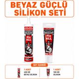 Cina Max Beyaz Güçlü Silikon Seti 450 gr + 100 gr High Tack Çok Amaçlı Yapıştırıcı Mastik Seti