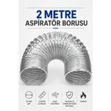 Cinamax 127 Mm 2 Metre Alüminyum Esnek Aspiratör Borusu Hava Kanalı Davlumbaz Baca Hortumu