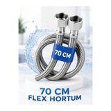 CinaMax 70 cm Paslanmaz Çelik Örgülü Flex Hortum 3/8”x3/8” – Klozet ve Taharet Musluğu İçin Dayanıklı Bağlantı Hortumu