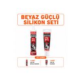 Cinamax Beyaz Güçlü Silikon Seti 450 Gr + 100 Gr High Tack Çok Amaçlı Yapıştırıcı Mastik Seti
