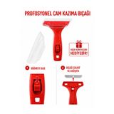CinaMax Profesyonel Cam Kazıyıcı Jiletli Cam Kazıma Bıçağı Etiket Boya Silikon Yapışkan Temizleyici