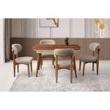 Çınar Ahşap Salon Yemek Masa Sandalye Takımı Nergis 4 Sandalyeli Ortadan Açılır Büyüyen Ceviz 90 x 170 cm - 170X90