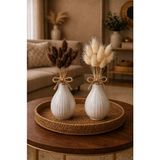 Çınar Asyada Home Kahve-Beyaz Lagurus Bunny Tail Grass 2 Demet 10'lu 30-40 cm Şoklanmış Çiçek Pamuk Otu Kurutulmuş Çiçek