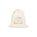 Çınar Bez Çanta Çınar Balık Boyama Desenli Büzgülü Sırt Çantası Krem Renk 32x45 cm Doğal Pamuk Kumaş