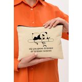 Çınar Bez Çanta Clutch Çalışmak İstemem Baskılı Kanvas Makyaj Çantası