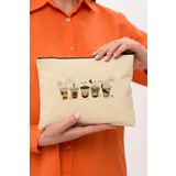 Çınar Bez Çanta Clutch Coffee Cup Baskılı Makyaj Çantası | (25X17)