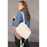 Çınar Bez Çanta Dokuma Kumaş Parçalı Sırt Çantası Kırmızı - 35X35X10
