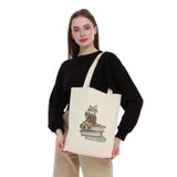 Çınar Bez Çanta Kanvas Kitap Okuyan Kedi Bez Çanta C0557