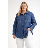 Çınar Butik Büyük Beden Bayan Denim Gömlek - 48 - Mavi