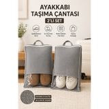 Çınar Ev Tekstil 2’li Ayakkabı Taşıma Çantası Fermuarlı Şeffaf Pencereli Seyahat & Dolap Düzenleyici Hurç