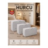 Çınar Ev Tekstil 3’lü Yastık Yorgan Battaniye Hurcu Seti | 3 Boy Fermuarlı Dolap Düzenleyici Saklama Hurcu Gri
