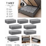 Çınar Ev Tekstil 7’li Büyük Boy Hurç Seti 65X45X22 cm – Baza Altı ve Dolap Içi Düzenleyici Saklama Hurcu - 02 - Gri - 7'li
