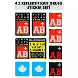 Çınar Extreme® Ab Rh+ (Pozitif) Kaskımı Çıkartma Yazılı 7 Parçalı Reflektif Kan Grubu Sticker Seti