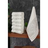 Çınar Jakarlı 6’lı Kadife Pamuklu El ve Yüz Havlu Seti 30x50 cm - 00434 - Gümüş