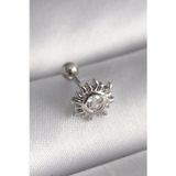 Çınar Toptan Ticaret 316L Çelik Gümüş Renk Zirkon Taşlı Güneş Tragus Piercing