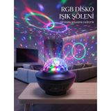 Çınar Toptan Ticaret RGB Bluetooth Disko Lambası Dahili Hoparlörlü Müzikli Parti Işığı USB ve TF Kartlı