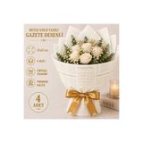 ÇINARASYADAHOME Beyaz Gold İngilizce Gazete Desenli Buket Ambalaj Kağıdı 57x57 cm Çiçek ve Hediye Paketi 4 Adet